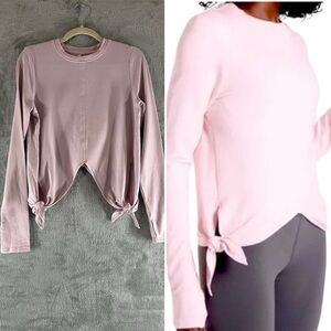 ATHLETA Side Tie Sweatshirt Light Pink Size Small Lyocell Cotton Spandex